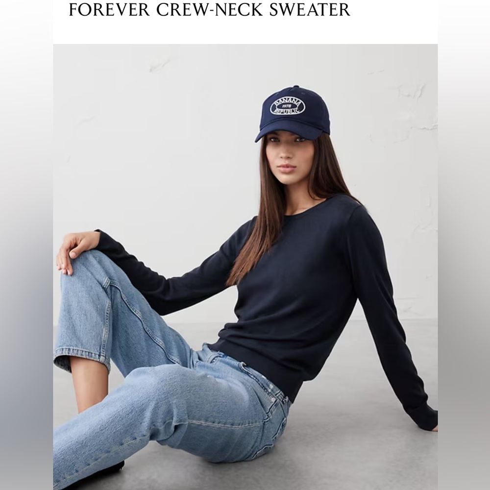 Banana Republic Navy Forever Crew Neck Sweater, XS NWT